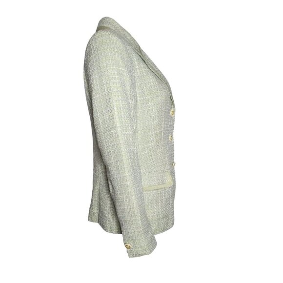 Jaclyn Smith Blazer Suit Jacket Womens Size 10 Light Green White Tweed Lined - Picture 4 of 7